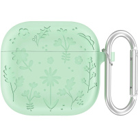 Silikonowe etui we wzory kwiatowe do AirPods 4 / 5 - zielone