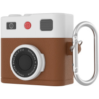 Silikonowe etui w stylu retro aparatu do AirPods 4 / 5 - brązowe