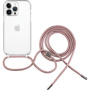 Przezroczyste Etui FIXED Pure Neck ze smyczą do iPhone’a 13 Pro - różowy