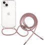 Etui przezroczyste FIXED Pure Neck ze smyczą do iPhone’a 14 - różowy