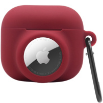 Silikonowe etui ochronne 2w1 dla AirPods 3 / AirTag 1 / 2 - bordowe