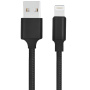 Kabel pleciony do transmisji danych i ładowania USB-A 2.0 / Lightning dla iPhone / iPad / iPod / AirPods - 13 cm - czarny
