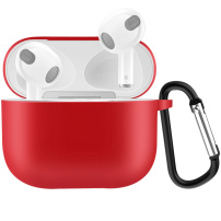 Ochronne silikonowe opakowanie z karabińczykiem do AirPods 3 - czerwony