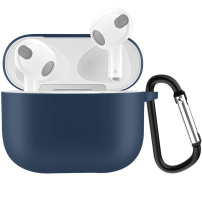 Ochronne silikonowe opakowanie z karabińczykiem do AirPods 3 - ciemnoniebieski
