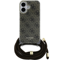 Guess 4G IML Drukowane etui na ramię z smyczą do iPhone'a 16 - Brązowe