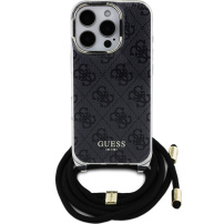 Guess 4G IML Drukowane etui na ramię z smyczą do iPhone'a 16 Pro - Szare