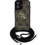 Guess 4G Metalowe etui z logo na ramię ze smyczą do iPhone'a 16 - Brązowe