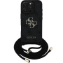 Guess 4G Metalowe etui z logo na ramię ze smyczą do iPhone'a 16 Pro - Szare