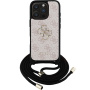 Guess 4G Metalowe etui z logo na ramię ze smyczą do iPhone'a 16 Pro Max - różowe