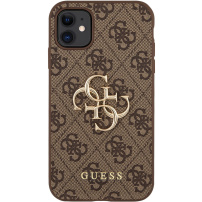Guess 4G Metal Logo etui do iPhone 11 - brązowe