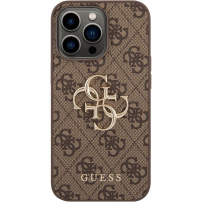 Guess 4G Metal Logo etui do iPhone 14 Pro - brązowe