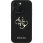 Guess Etui z logo z metalu 4G Grained do iPhone'a 16 Pro - czarne