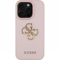 Guess Etui Grained 4G Metal Logo do iPhone'a 16 Pro Max - różowe