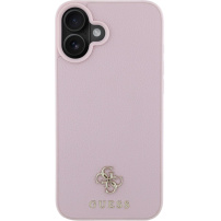 Guess Etui Grained 4G Small Metal Logo z MagSafe do iPhone'a 16 - różowe