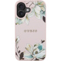 Etui Guess Grained Magnolia we wzór kwiatów z MagSafe do iPhone 16 - różowy