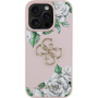 Guess Grained Roses 4G Metal Logo etui do iPhone 16 Pro - różowe