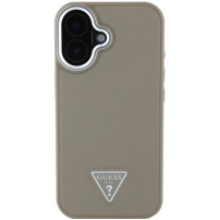 Guess Osłona logo w kształcie ziarnistego trójkąta z MagSafe dla iPhone'a 16 - brązowa