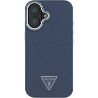 Guess Osłona logo w kształcie ziarnistego trójkąta z MagSafe dla iPhone'a 16 - granatowa
