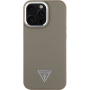 Guess Osłona logo w kształcie ziarnistego trójkąta z MagSafe dla iPhone'a 16 Pro - brązowa