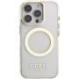 Guess IML Gold Outline etui z podstawką i MagSafe do iPhone 16 Pro - przezroczysty