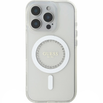 Guess Etui IML z cyrkoniami z MagSafe do iPhone'a 16 Pro - przezroczyste