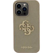 Guess Perforated 4G Glitter Metal Logo pokrowiec dla iPhone 14 Pro Max - złote