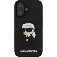 Karl Lagerfeld Gumowe etui 3D Ikonik do iPhone'a 16 - czarne