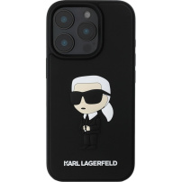 Karl Lagerfeld Gumowe etui 3D Ikonik do iPhone'a 16 Pro Max - czarne