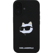 Karl Lagerfeld Silikonowa osłona Choupette Head z MagSafe do iPhone'a 16 - czarna