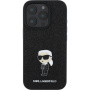 Karl Lagerfeld Naprawiono brokatowe etui Glitter Metal Ikonik do iPhone'a 16 Pro - czarne