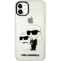 Karl Lagerfeld IML Glitter Karl and Choupette NFT brokatowy pokrowiec dla iPhone 11 - przezroczyste