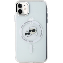 Karl Lagerfeld IML K&CH Heads Metal Frame cover z MagSafe do iPhone'a 11 - przezroczysty