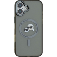 Karl Lagerfeld Metalowa osłona ramki IML K&CH Heads z MagSafe dla iPhone'a 16 - szara