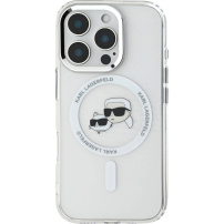 Karl Lagerfeld Metalowa osłona ramki IML K&CH Heads z MagSafe do iPhone'a 16 Pro Max - przezroczysta