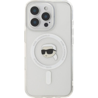 Karl Lagerfeld Metalowa osłona ramki IML Karl Head z MagSafe do iPhone'a 16 Pro Max - przezroczysta