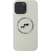 Karl Lagerfeld Silikonowe etui K&CH Heads z MagSafe do iPhone'a 16 Pro - beżowe