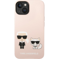 Karl Lagerfeld Karl and Choupette silikonowy pokrowiec z MagSafe dla iPhone 14 Plus - różowy