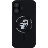 Karl Lagerfeld Silikonowa osłona Karla i Choupette z MagSafe do iPhone'a 16 Plus - czarna