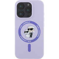 Karl Lagerfeld Silikonowa osłona Karla i Choupette z MagSafe do iPhone'a 16 Pro Max - fioletowa
