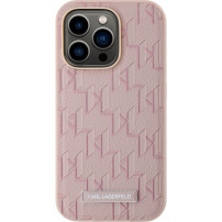 Karl Lagerfeld Metalowa nakładka z logo z monogramem i MagSafe dla iPhone'a 14 Pro Max - różowa
