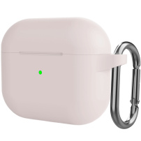 Silikonowa osłona ochronna z karabińczykiem dla AirPods 3 - beżowe