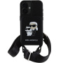 Karl Lagerfeld Etui Saffiano Crossbody Karl i Choupette z regulowanym paskiem do iPhone'a 16 - czarne