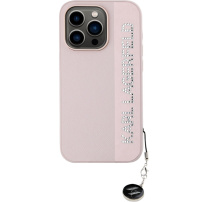 Karl Lagerfeld Osłona Saffiano Rhinestone Charm do iPhone'a 15 Pro Max - różowa