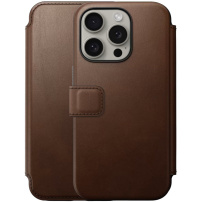 Nomad Modern Leather Folio flip pokrowiec z MagSafe dla iPhone 15 Pro Max - brązowy