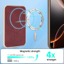 Magnetyczna kieszonka na karty ze złotą ramką do iPhone - bordowa