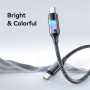 USAMS SJ750 opleciony kabel ładujący i do transmisji danych z podświetleniem - USB-C na USB-C - 1,2 m - czarny