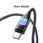 USAMS SJ750 opleciony kabel ładujący i do transmisji danych z podświetleniem - USB-C na USB-C - 1,2 m - czarny