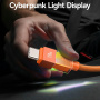 USAMS SJ775 opleciony kabel ładujący i do przesyłu danych z podświetleniem - USB-C na USB-C - 1,2 m - pomarańczowy