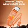 USAMS SJ775 pleciony kabel do ładowania i transmisji danych z podświetleniem - USB-C na USB-C - 1,2 m - czarny