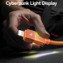 USAMS SJ776 pleciony kabel do ładowania i transmisji danych z podświetleniem - USB-C na Lightning - 1,2 m - czarny